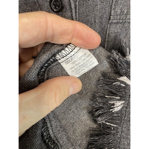 Francis Cabrel SMALL Faint‎ Black Denim Collared Pockets Frayed Hem Shirt Dress - Picture 7 of 8